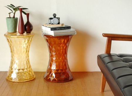 Стул-пуф Stone прозрачный оранжевый