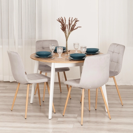 Стул CHILLY светло-серый, велюр и металл, мягкое сиденье, без подлокотников