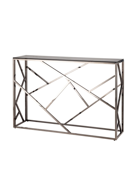 Консоль АРТ ДЕКО 115*30 стекло дым сталь темный хром