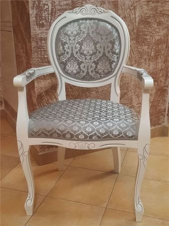 Кресло "Милорд-12" белый, патина серебро