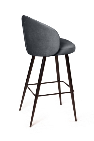 Стул барный Mont Blanc, бархат светло-серый, черный конус