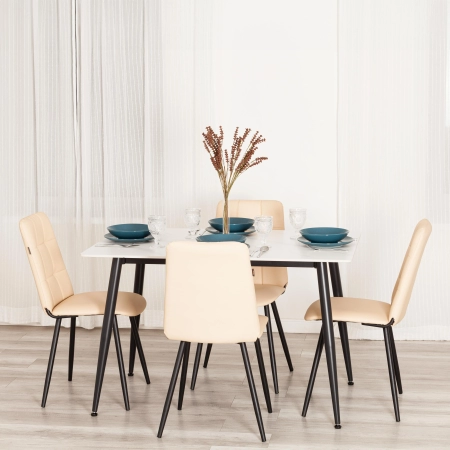 Стул обеденный Asti бежевый, экокожа и металл, мягкое сиденье, без подлокотников