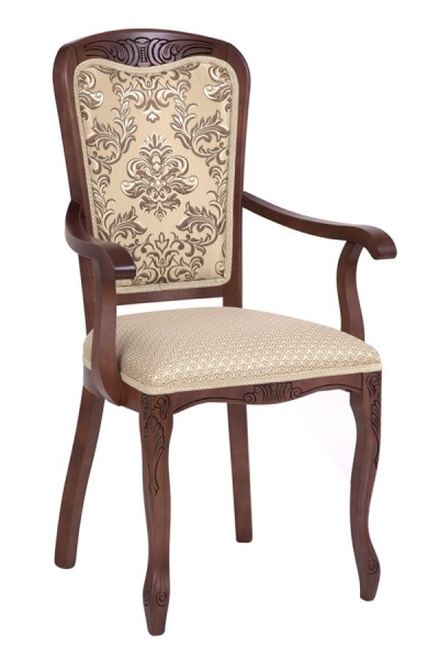 Кресло с подлокотниками Мартин тон 317 патина черная, ткань Агата серая