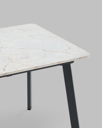 Стол Batu new 120-160/80/76 столешница ЛМДФ азул оникс подстолье металл черный