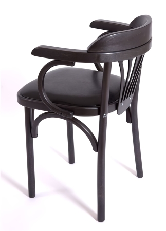 Деревянный стул Венский венге с мягким сиденьем из черной экокожи