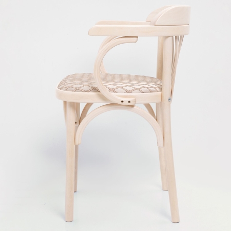 Деревянный стул Венский беленый дуб с мягким сиденьем из ткани