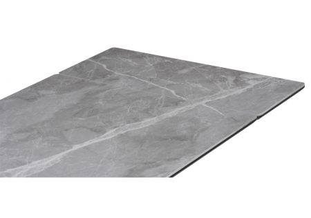 Керамический стол Вилли 140(200)х80 серый мрамор, черный