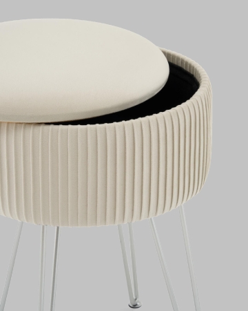 Пуф Астор бежевый серебряные ножки