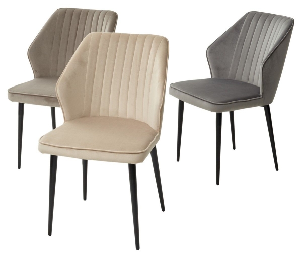 Стул SEATTLE-V бежевый #5 велюр, черный каркас