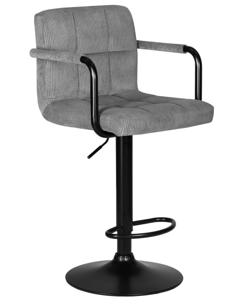 Стул барный KRUGER ARM BLACK серый вельвет