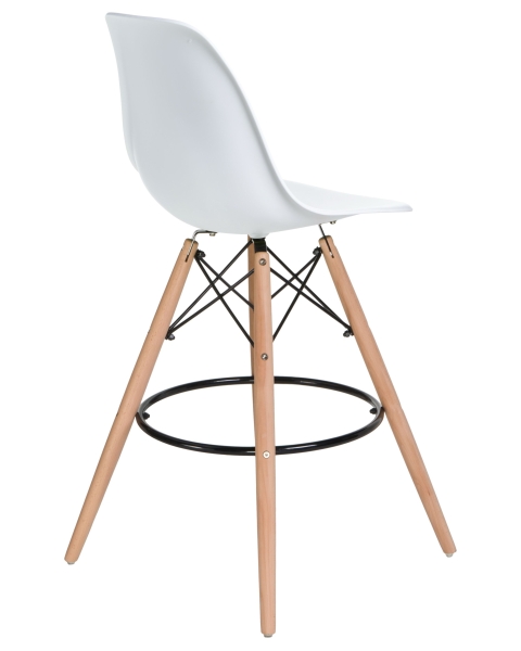 Стул барный DSW BAR ножки светлый бук сиденья белый W-02