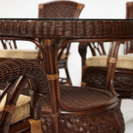 Комплект обеденный "ANDREA GRAND" (стол со стеклом + 6 кресел + подушки)