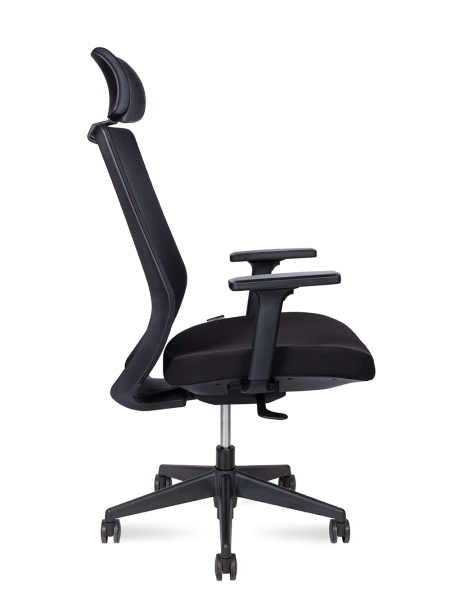 Кресло офисное Mono черный, ткань и пластик, мягкое сиденье, с подлокотниками