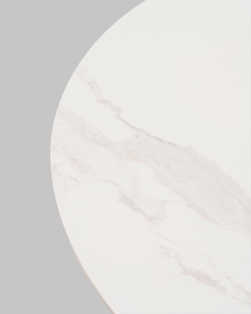 Стол круглый Миндель D100 столешница керамика белый глянец, основание металл латте