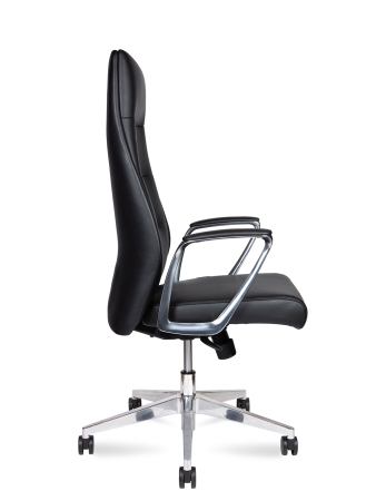 Кресло офисное Nancy черный, натуральная кожа и металл, мягкое сиденье, с подлокотниками