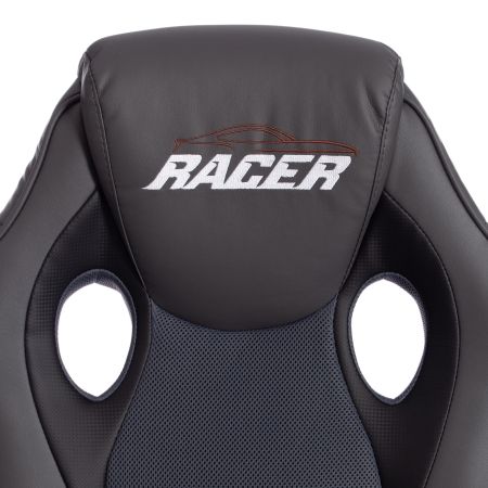 Кресло RACER GT new экокожа и ткань металлик и серый 36 и 12