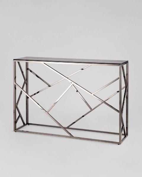 Консоль АРТ ДЕКО 115*30 стекло дым сталь темный хром