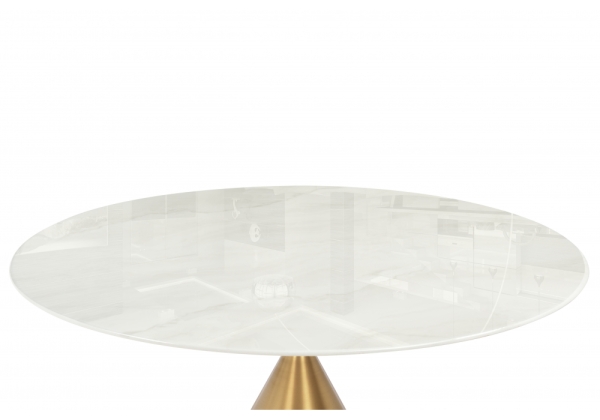 Керамический стол Jaklin 130x73 белый мрамор, сатинированное золото