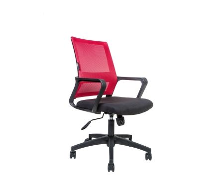 Кресло офисное Бит LB черный пластик, красная сетка, черная ткань