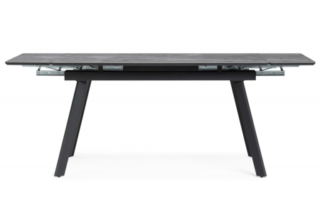 Керамический стол Норман 140(200)х80 серый мрамор, черный