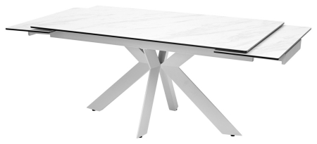 Стол BELLUNO 160 MARBLES KL-99 белый мрамор матовый итальянская керамика, белый каркас