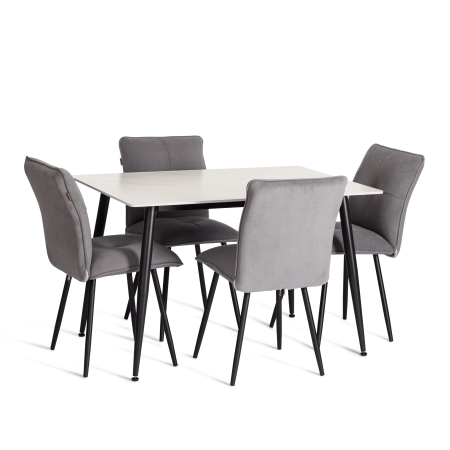 Стул обеденный Sweet серый с черными ножками, ткань и металл, мягкое сиденье, без подлокотников