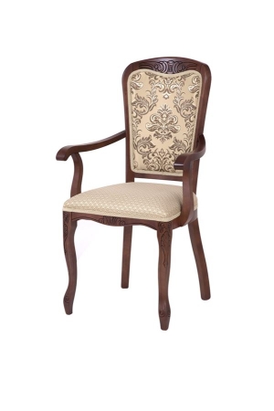 Кресло с подлокотниками Мартин тон 317 патина черная, ткань Агата серая