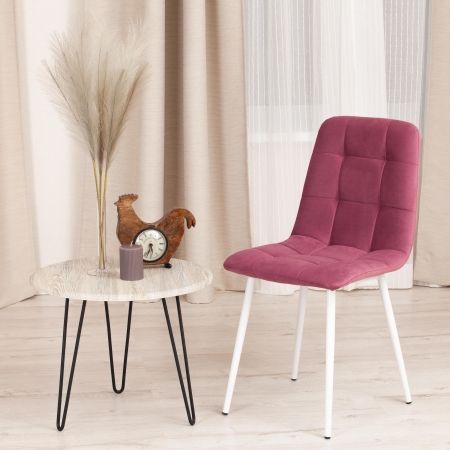 Стул CHILLY MAX велюр и металл, 45х59х88 см, сливовый 16, белый
