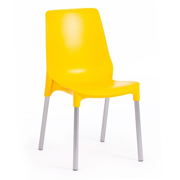 Стул GENIUS (mod 75) металл и пластик, 46x56x84cм, желтый, ножки хром