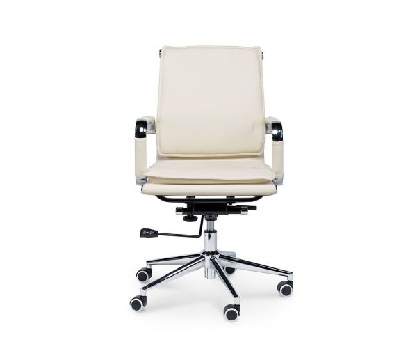 Кресло офисное Харман LB (ivory) хром слоновая кость экокожа