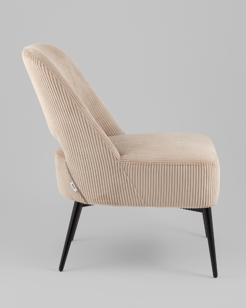 Кресло лаунж Бостон велюр рельефный бежевый