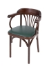 Деревянный стул Венский темный тон с мягким сиденьем из зеленой экокожи