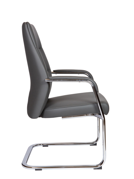 Кресло офисное Nancy CF серый, экокожа и металл, мягкое сиденье, с подлокотниками