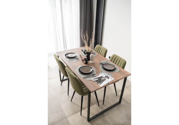 Стол деревянный Лиман 140 х 80 дуб крафт табачный, черный матовый