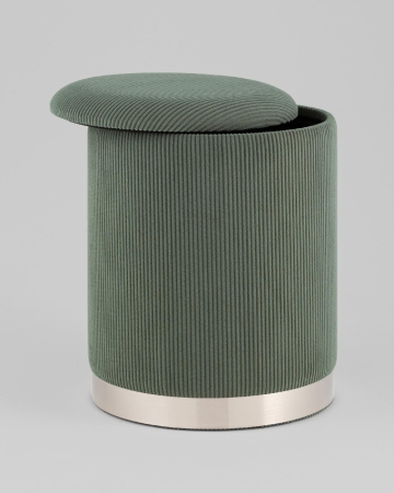 Пуф Эмили с ящиком серебро вельвет зеленый