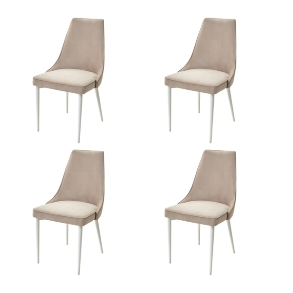 Стул NEPAL-P латте #25 велюр, белый каркас