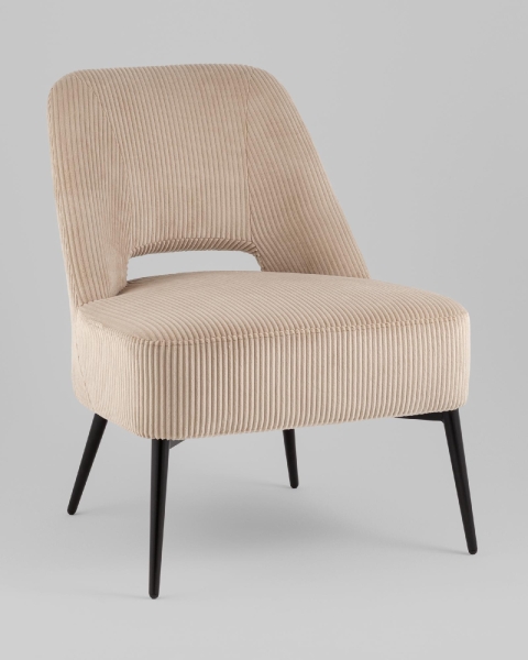 Кресло лаунж Бостон велюр рельефный бежевый