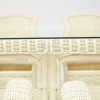 Комплект обеденный "ANDREA GRAND" (стол со стеклом + 6 кресел + подушки) белый, ткань рубчик, кремовый