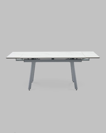 Стол Тайл 140-200/85/75 столешница Snow white подстолье металл серый