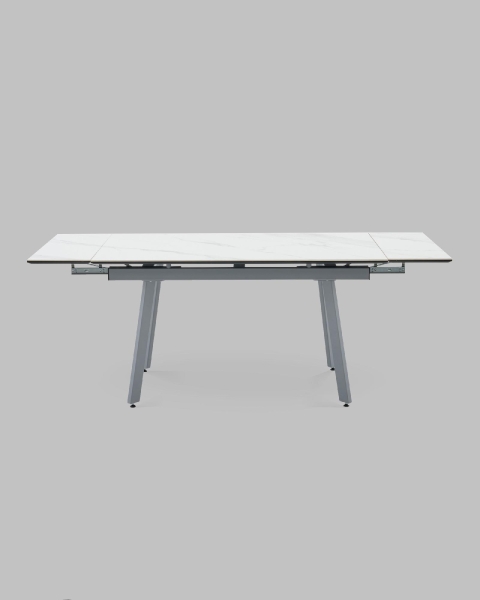 Стол Тайл 140-200/85/75 столешница Snow white подстолье металл серый