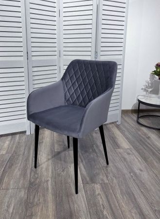 Стул BRANDY-X серый #27 велюр, черный каркас