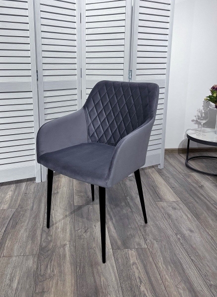 Стул BRANDY-X серый #27 велюр, черный каркас