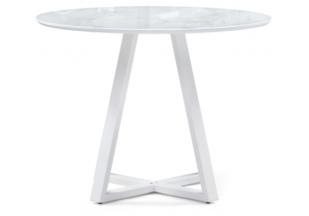 Стеклянный стол Норфолк 100х78 белый мрамор, белый