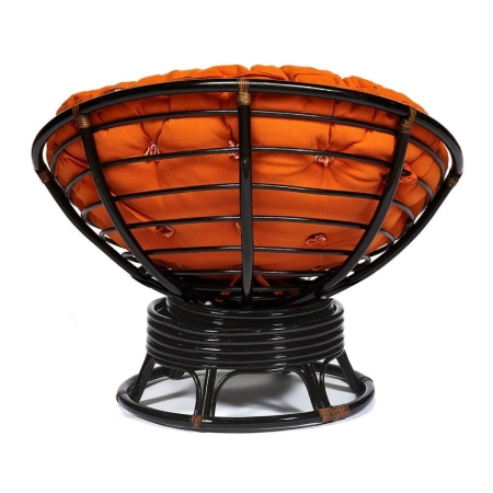 Кресло-качалка "PAPASAN" w 23 и 01 B с подушкой, античный черно-коричневый, ткань оранжевый, С 23