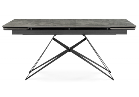 Керамический стол Блэкберн 160(220)х89 серый мрамор baolai, черный