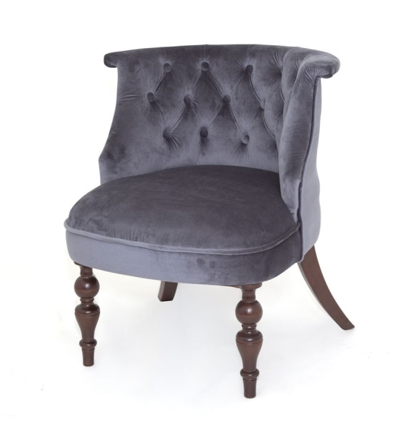 Деревянное кресло Бархат голубовато-серое с темными ножками