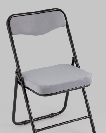 Складной стул Джонни велюр серый каркас черный матовый