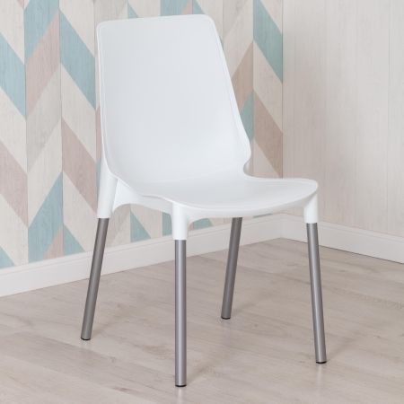 Стул GENIUS (mod 75) металл и пластик, 46x56x84cм, белый, ножки хром