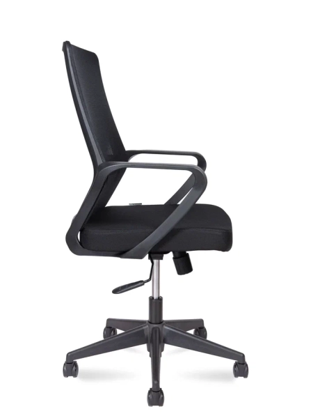 Кресло офисное Pino LB черный, ткань и пластик, мягкое сиденье, с подлокотниками