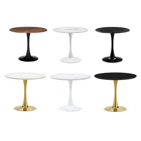 Керамический стол Тулип 90х73 белый мрамор, золото